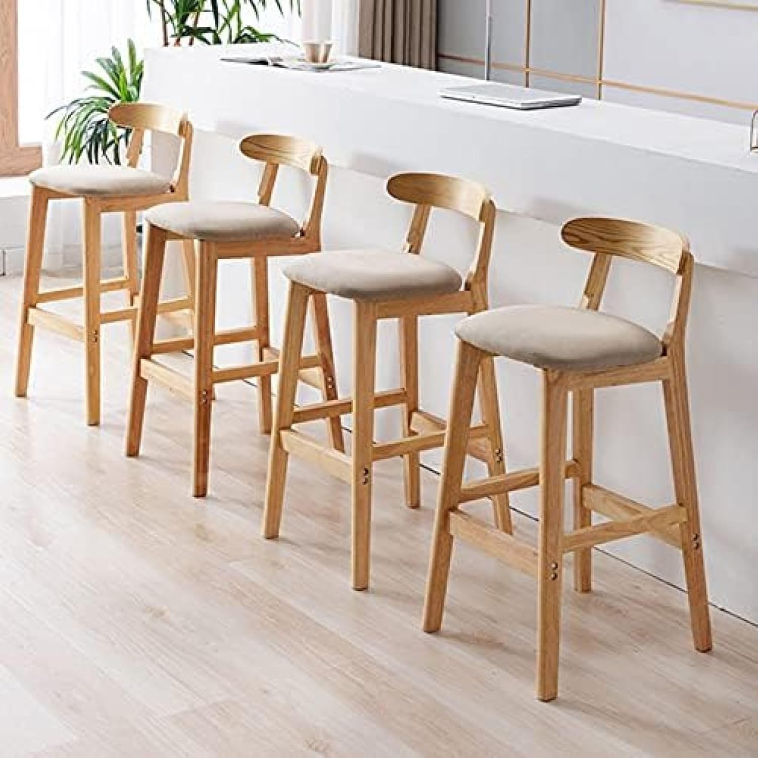 ZHANGCUIE Pub Height Bar Stool, Solid Wood Bar Stools, Vintage